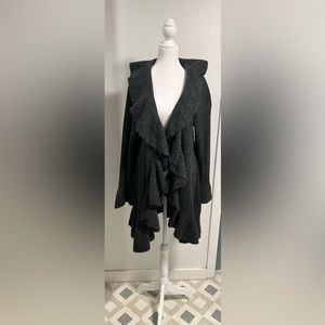 Style & Co dark gray ruffled mid length cardigan smoke free home no damage clean